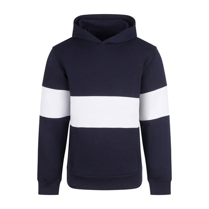 Navy-White - Front - Front Row Unisex Adult Heavyweight Panelled Hoodie