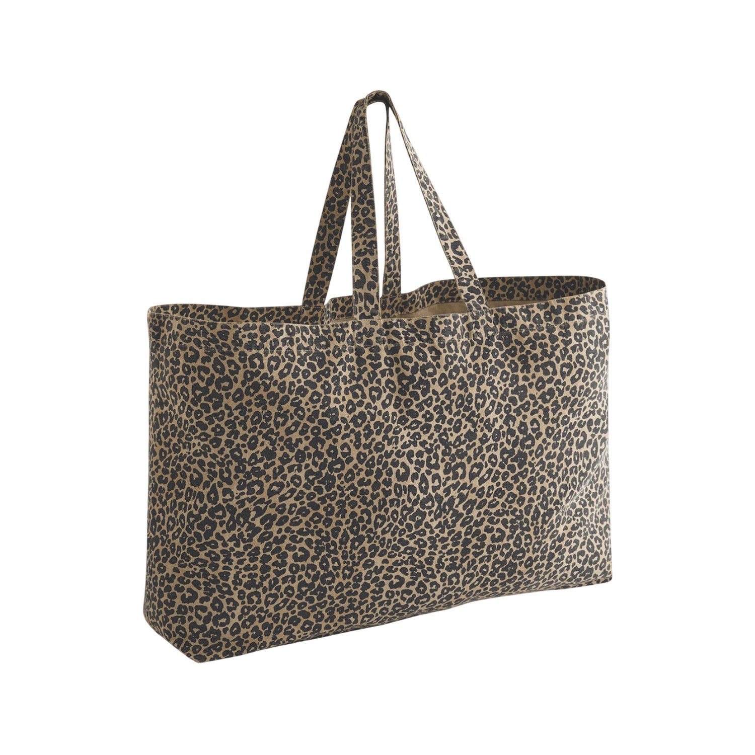Vintage - Front - Westford Mill Leopard Print Canvas Oversized Tote Bag