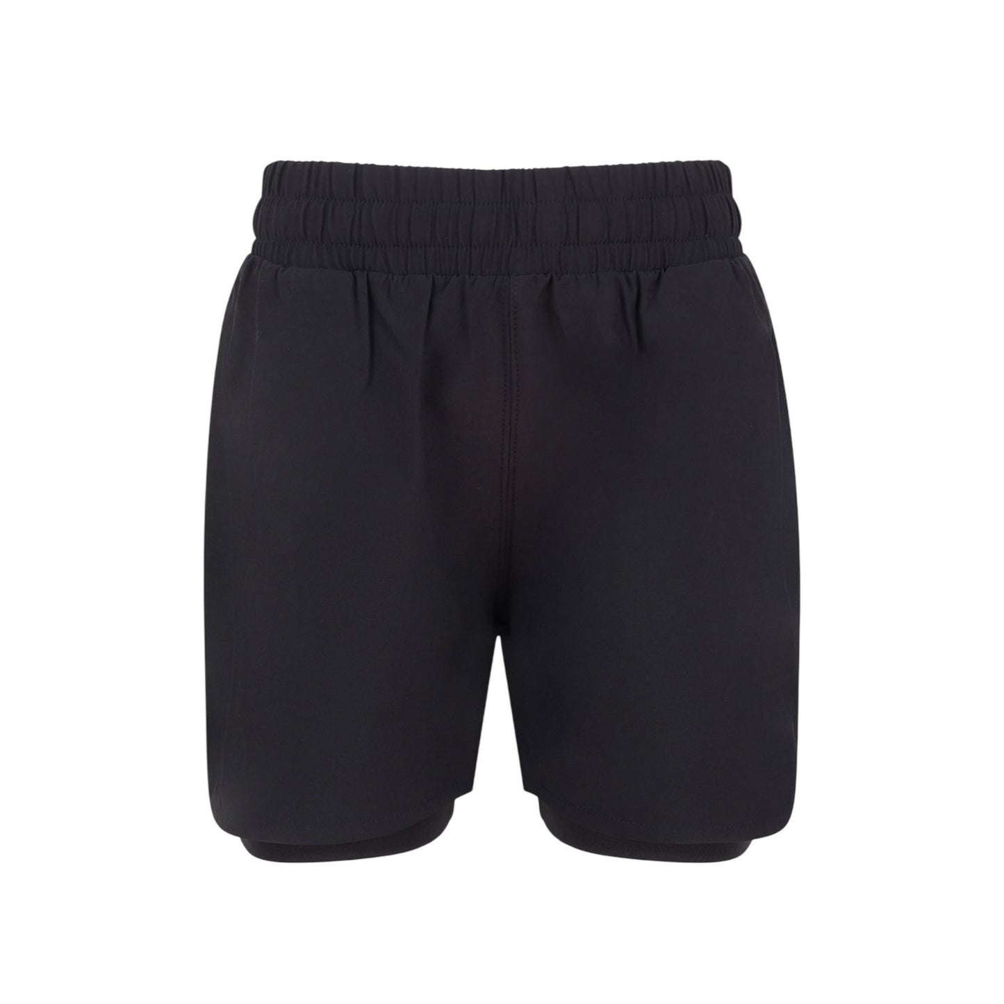 Black - Front - Tombo Childrens-Kids Double Layer Sports Shorts