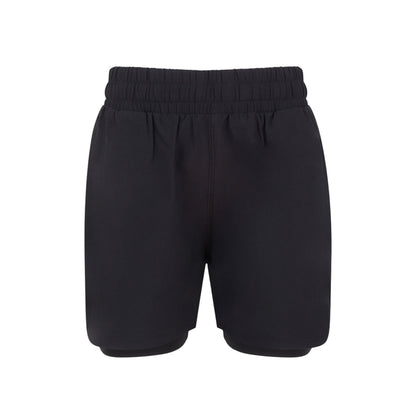 Black - Front - Tombo Childrens-Kids Double Layer Sports Shorts