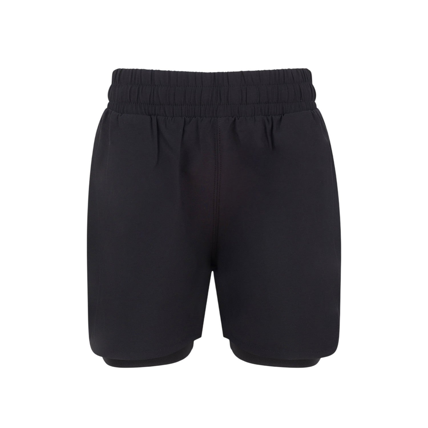 Black - Front - Tombo Childrens-Kids Double Layer Sports Shorts