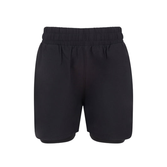 Black - Front - Tombo Childrens-Kids Double Layer Sports Shorts