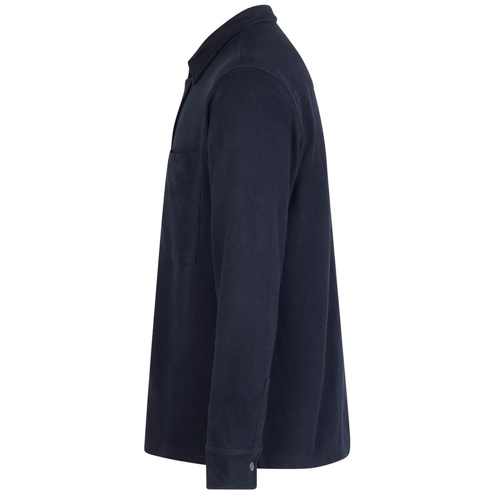 Navy - Side - Front Row Mens Premium Piqué Overshirt