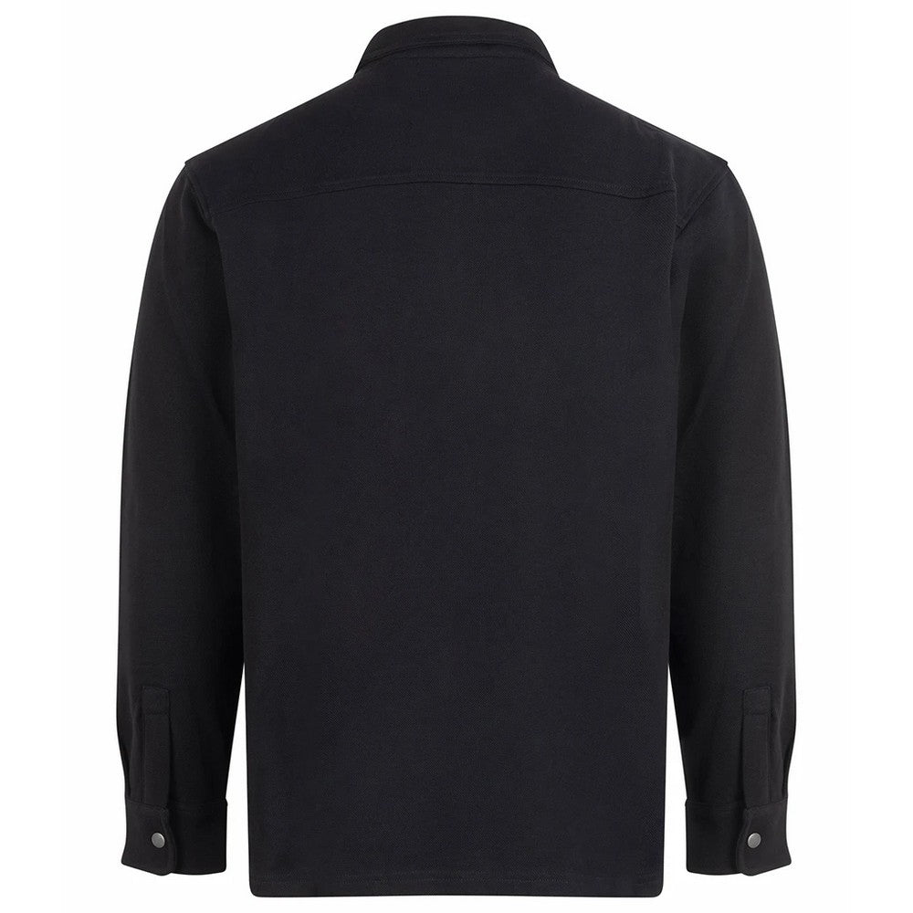 Black - Back - Front Row Mens Premium Piqué Overshirt