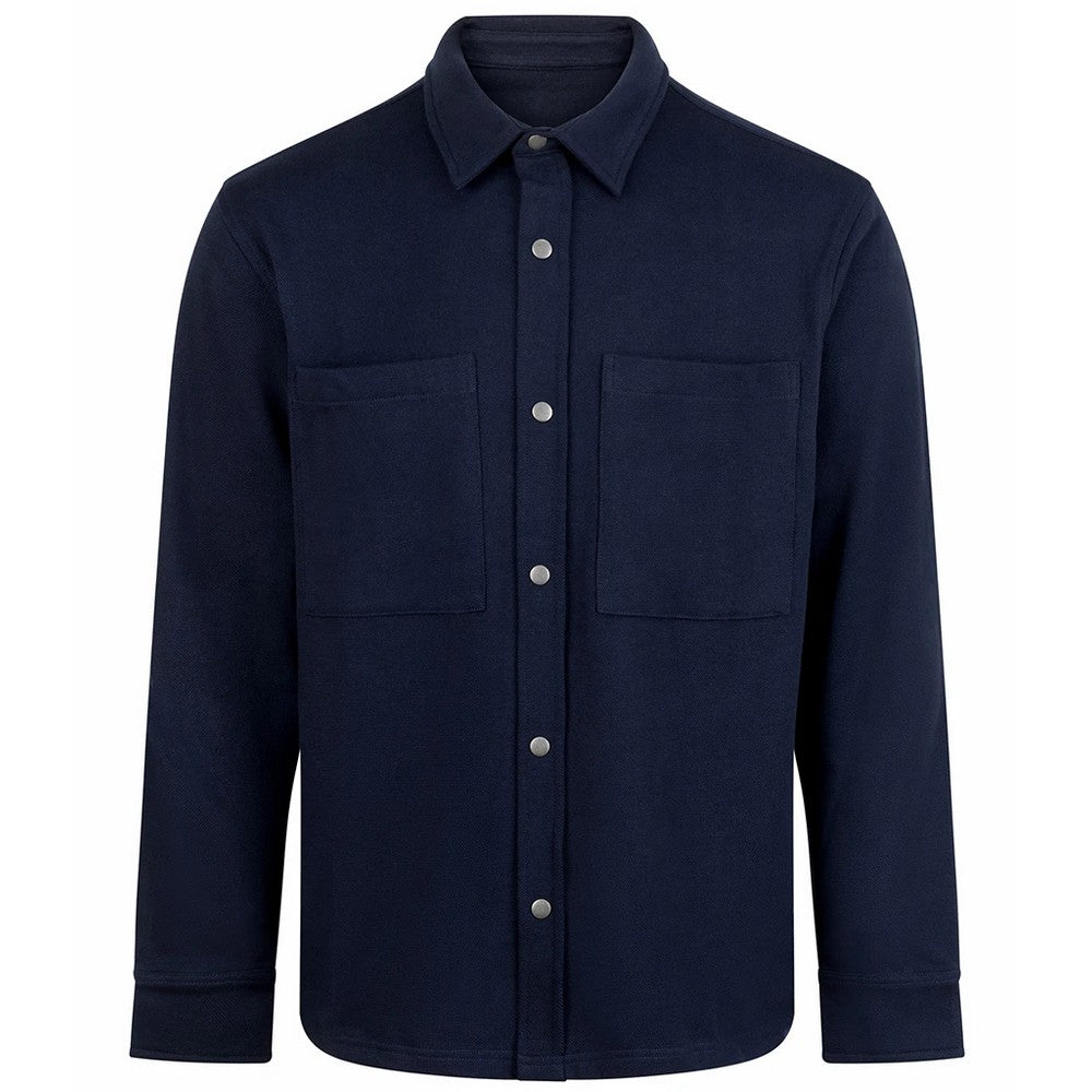 Navy - Front - Front Row Mens Premium Piqué Overshirt