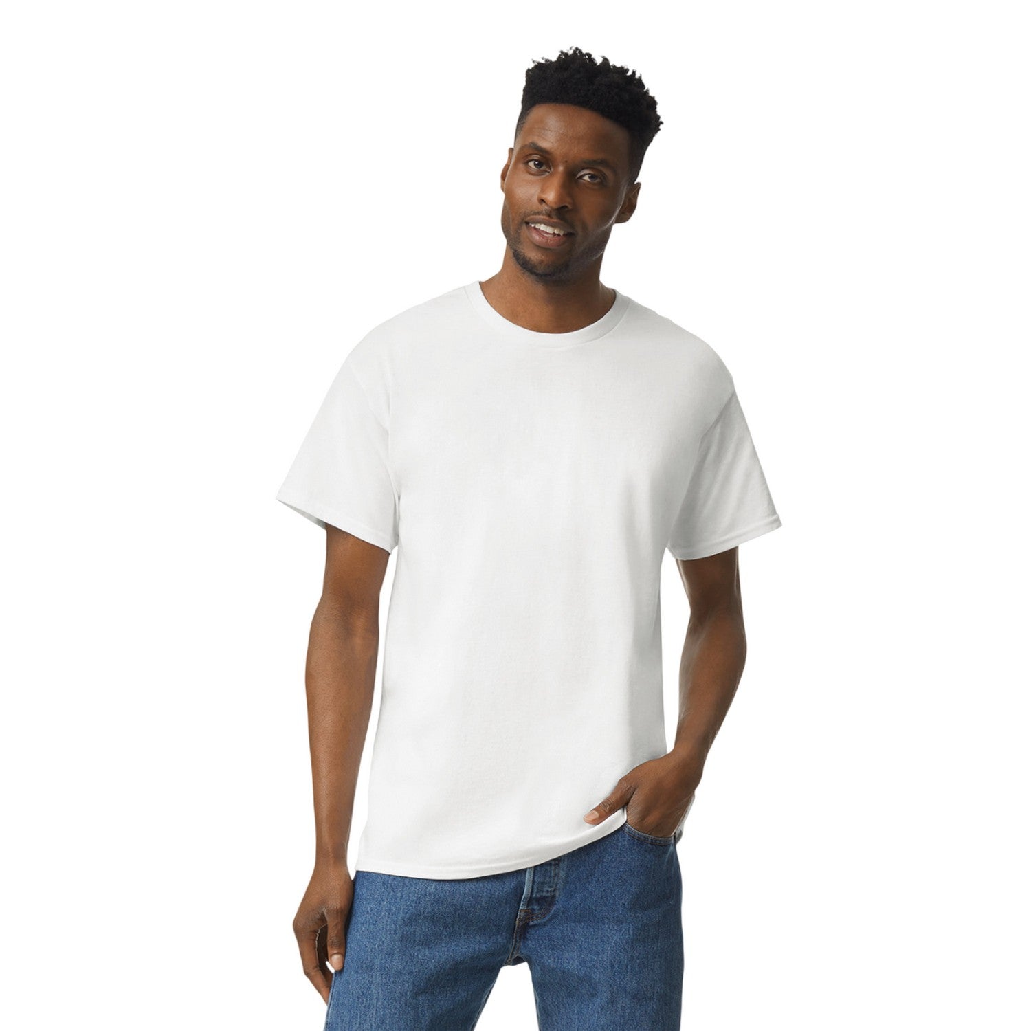 White - Side - Gildan Unisex Adult Prepared For Dye Ultra Cotton T-Shirt