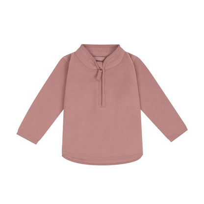Soft Pink - Front - Larkwood Baby Lightweight Half Zip Fleece Top