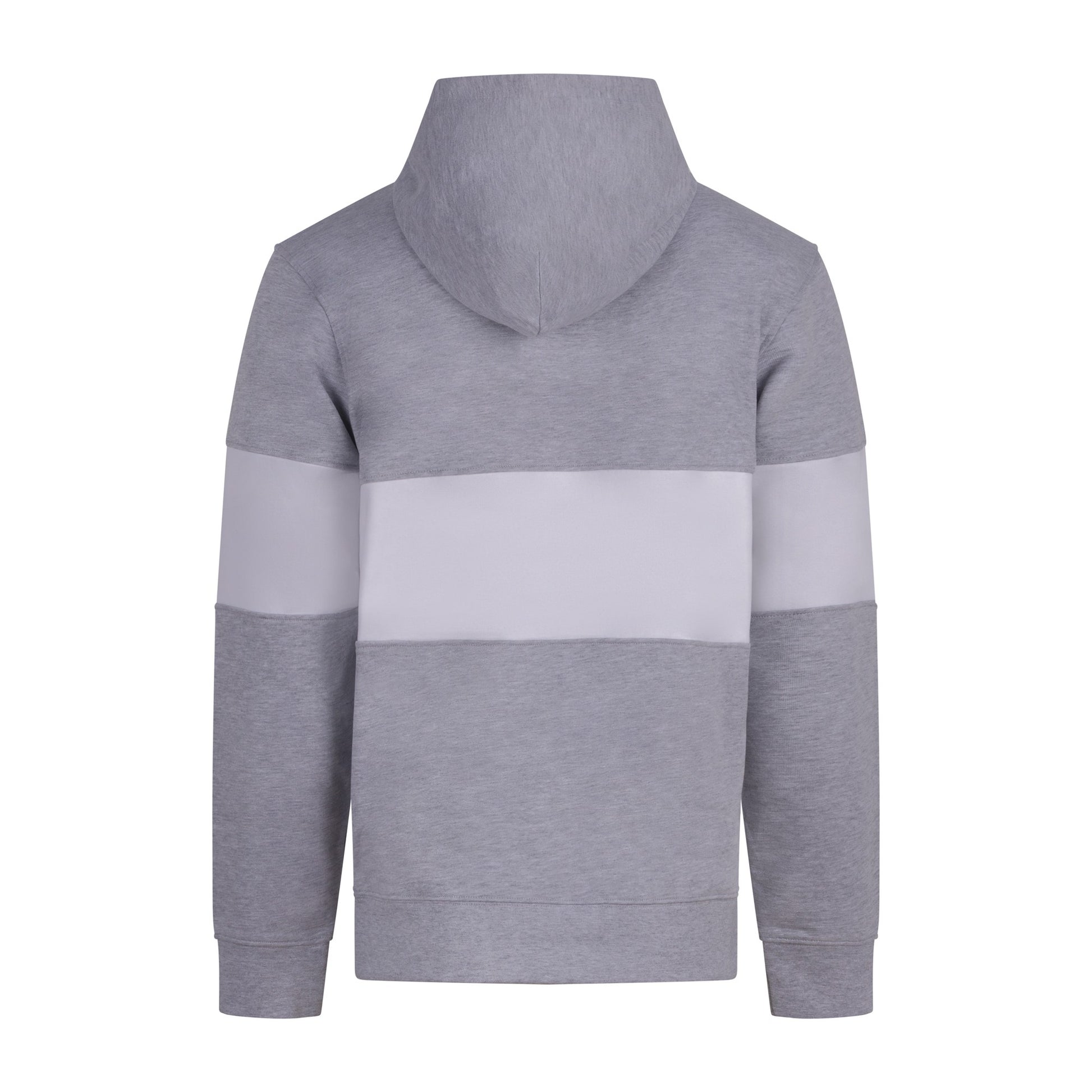 Heather Grey-White - Back - Front Row Mens Heavyweight Panelled Hoodie