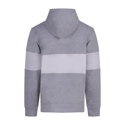 Heather Grey-White - Back - Front Row Mens Heavyweight Panelled Hoodie