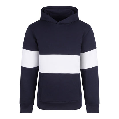 Navy-White - Front - Front Row Mens Heavyweight Panelled Hoodie