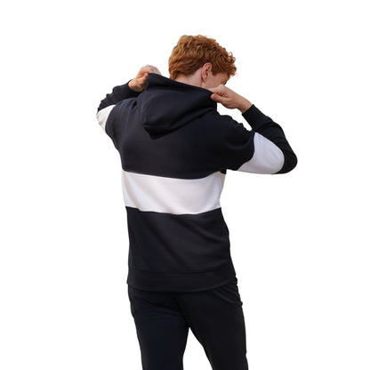Navy-White - Back - Front Row Mens Heavyweight Panelled Hoodie