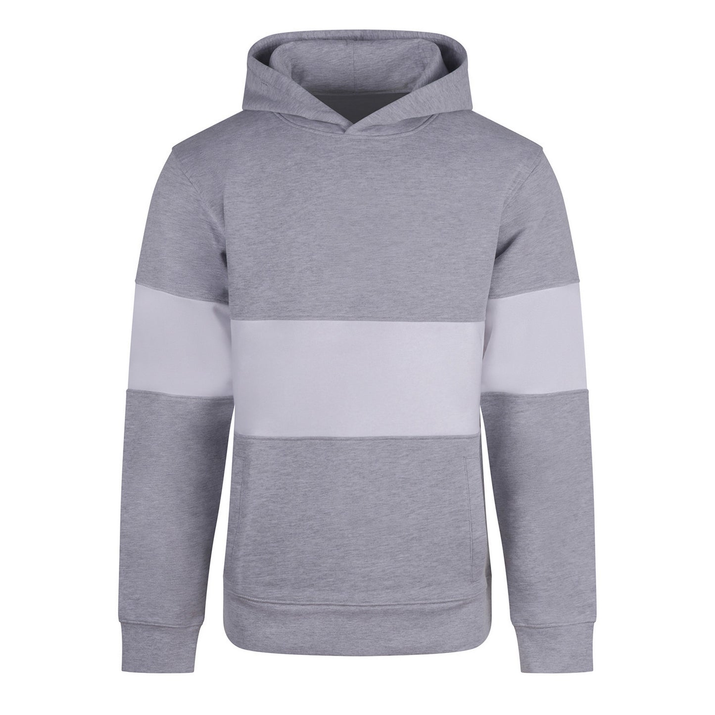 Heather Grey-White - Front - Front Row Mens Heavyweight Panelled Hoodie