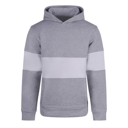Heather Grey-White - Front - Front Row Mens Heavyweight Panelled Hoodie