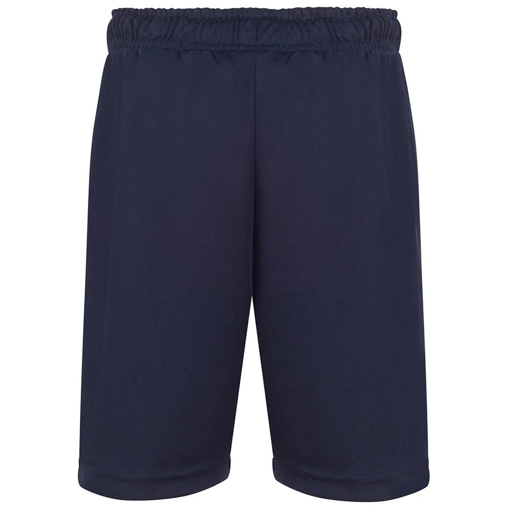 Navy - Back - Finden & Hales Childrens-Kids Team No Pocket Shorts