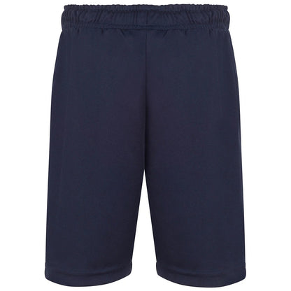 Navy - Back - Finden & Hales Childrens-Kids Team No Pocket Shorts