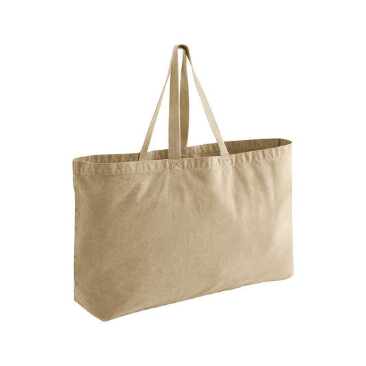 Vintage Sand - Front - Westford Mill Washed Garment Dyed Oversized Tote Bag