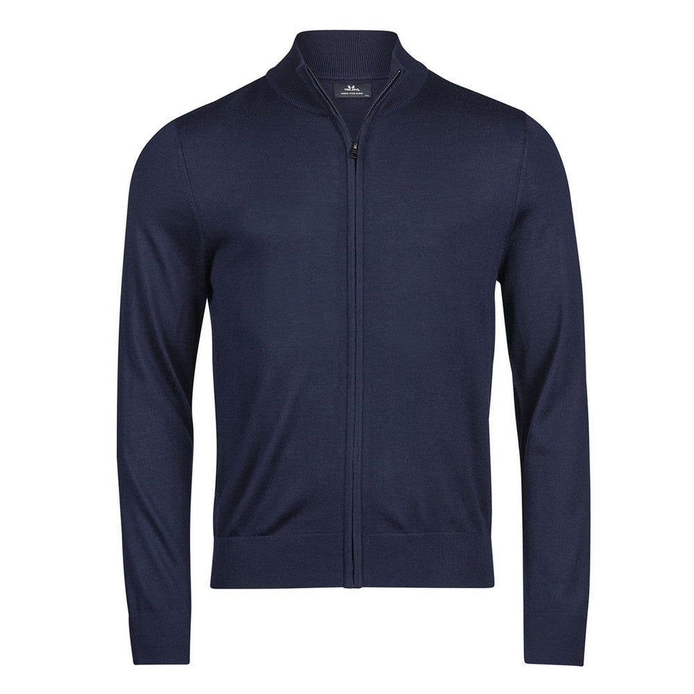 Navy - Front - Tee Jays Mens Knitted Full Zip Jacket