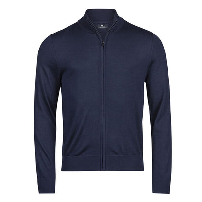 Navy - Front - Tee Jays Mens Knitted Full Zip Jacket