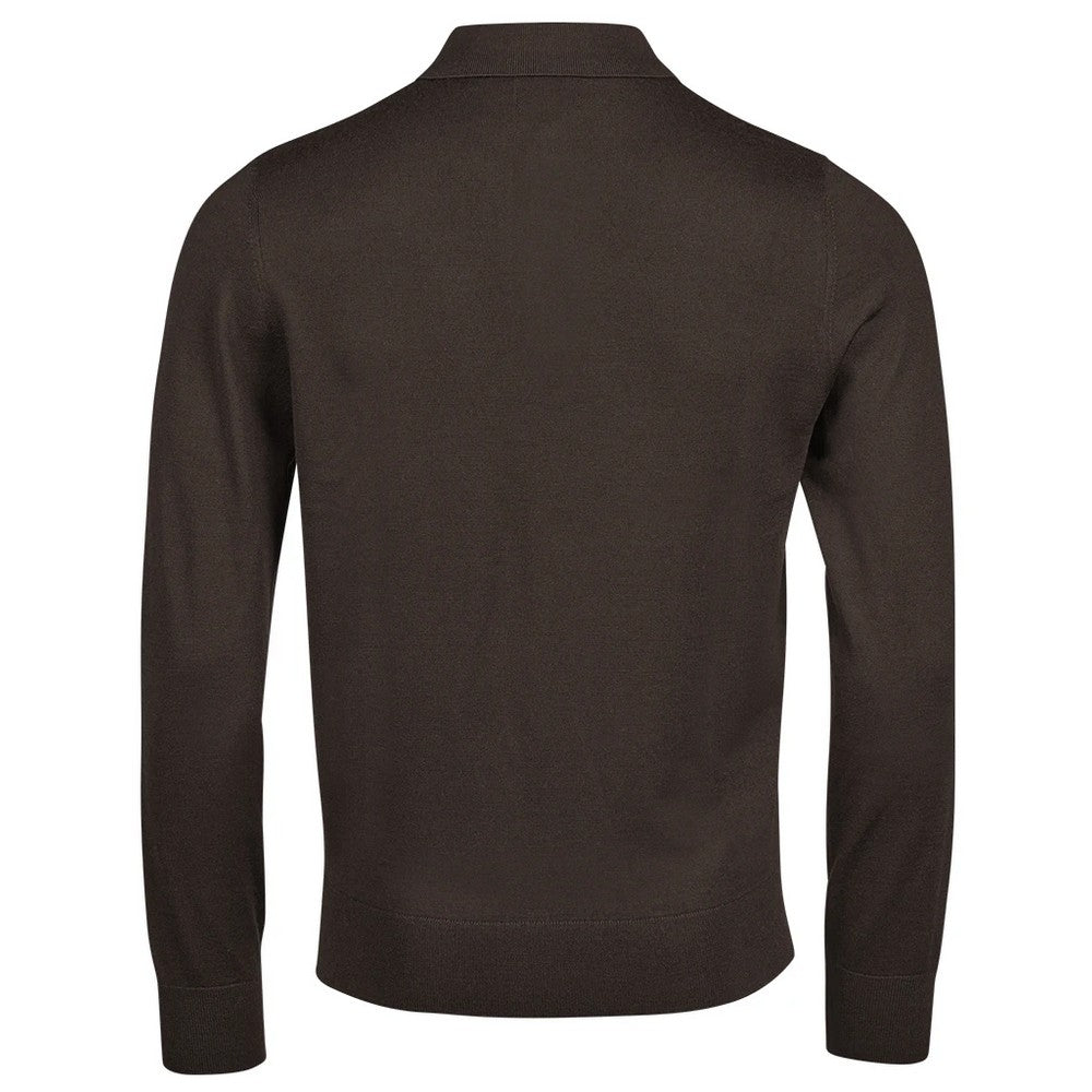 Mocha - Back - Tee Jays Mens Knitted Polo Shirt