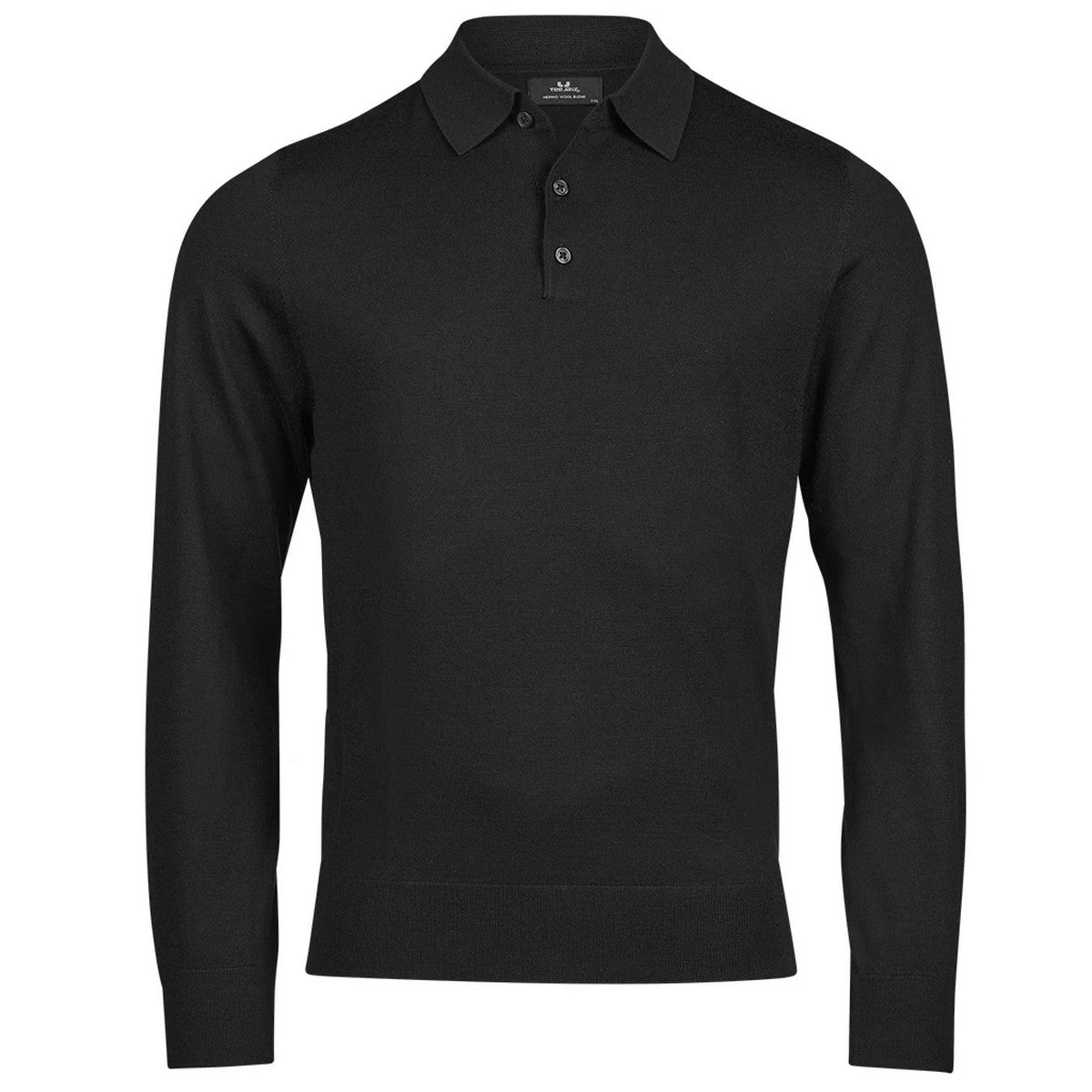 Black - Front - Tee Jays Mens Knitted Polo Shirt