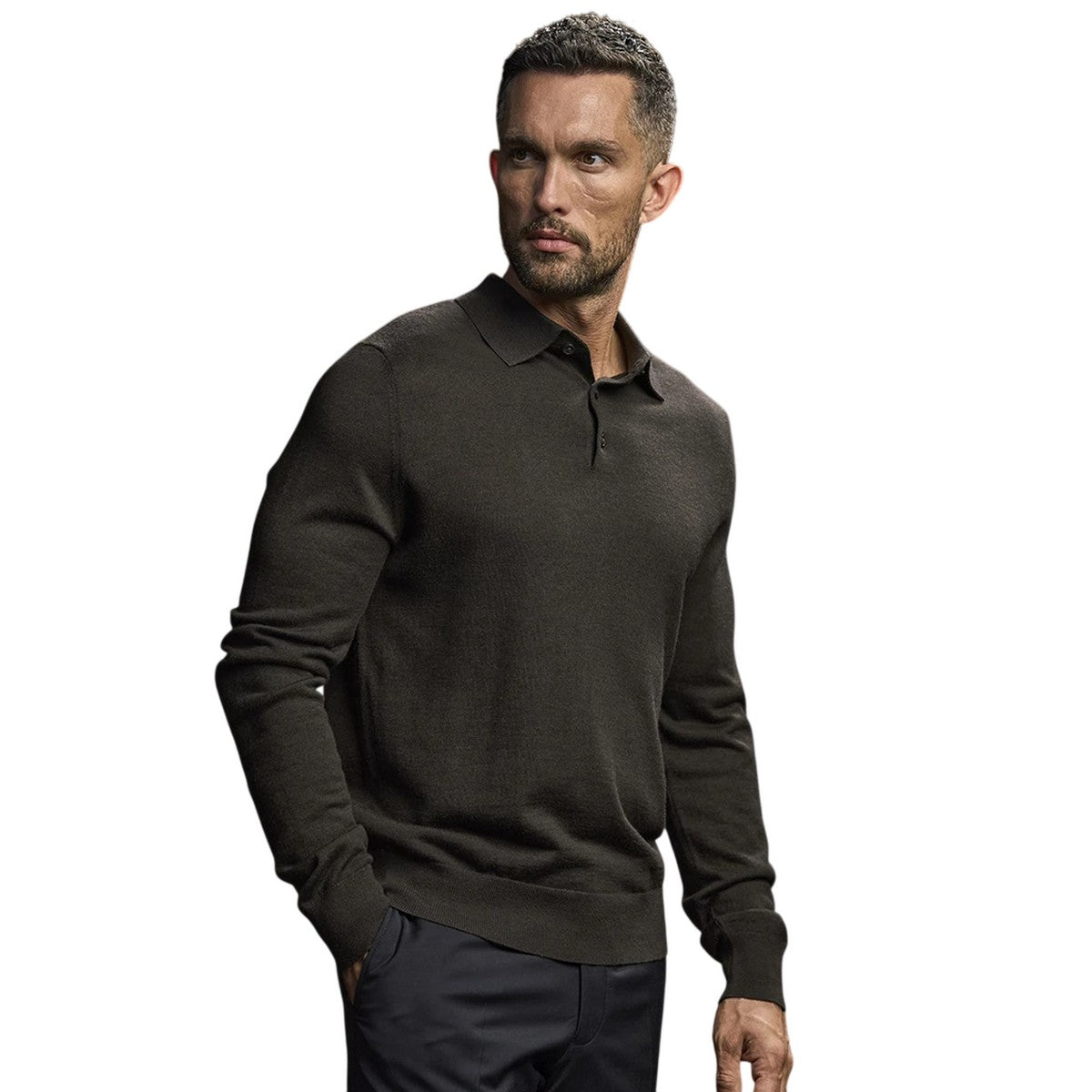 Black - Side - Tee Jays Mens Knitted Polo Shirt