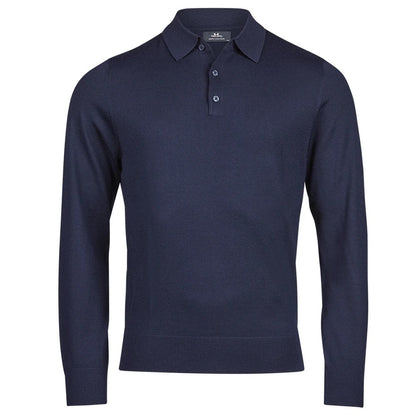 Navy - Front - Tee Jays Mens Knitted Polo Shirt