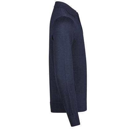 Navy - Side - Tee Jays Mens Knitted Polo Shirt