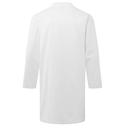 White - Back - Premier Unisex Adult Essential 3 Pocket Work Overcoat