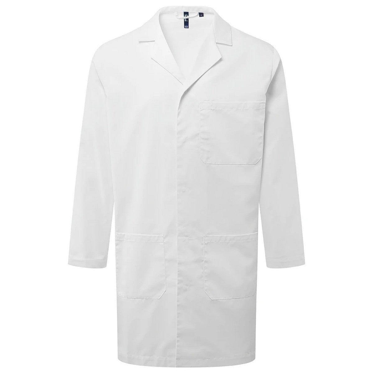 White - Front - Premier Unisex Adult Essential 3 Pocket Work Overcoat