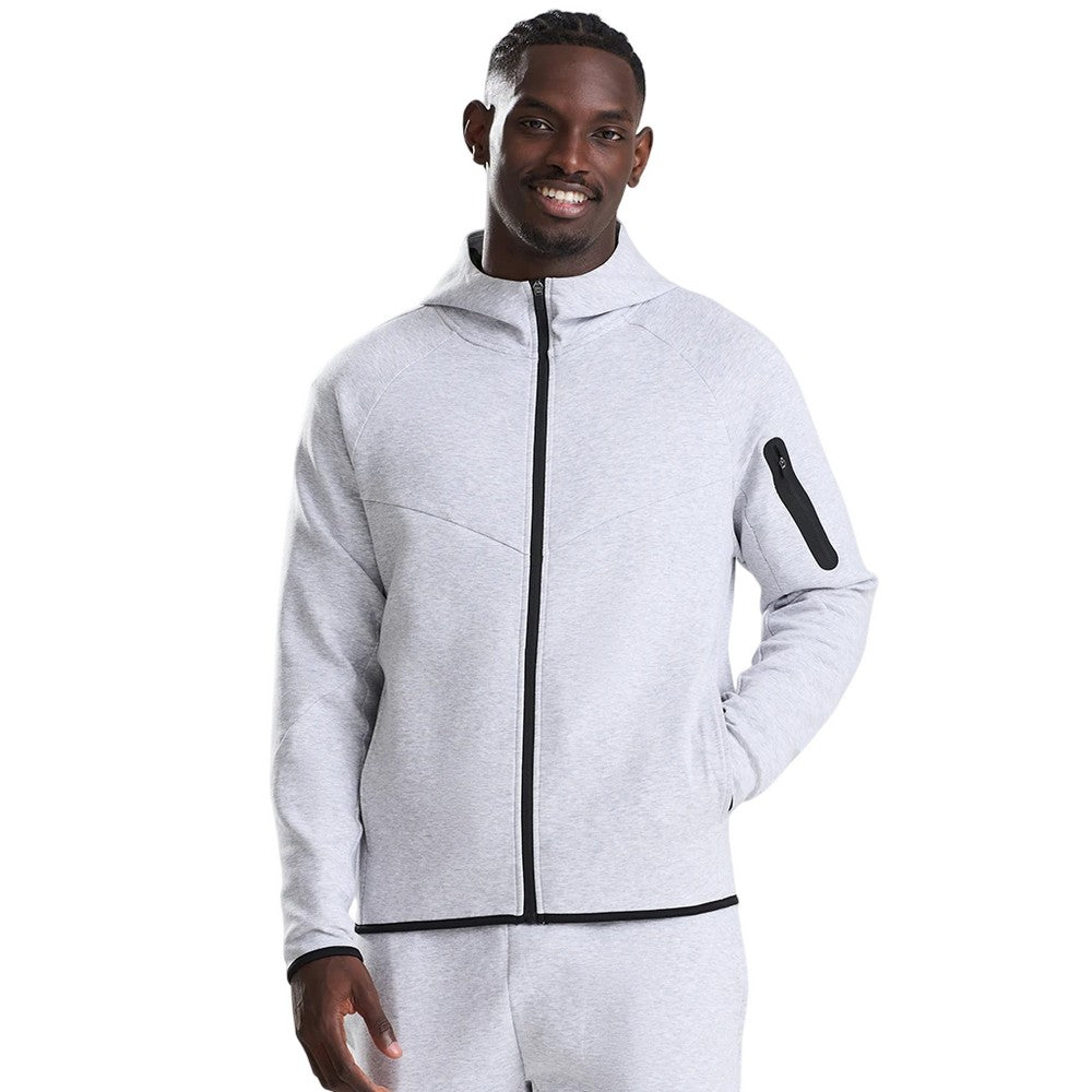 Grey - Side - Just Cool Mens Adapt Fleece Full Zip Hoodie