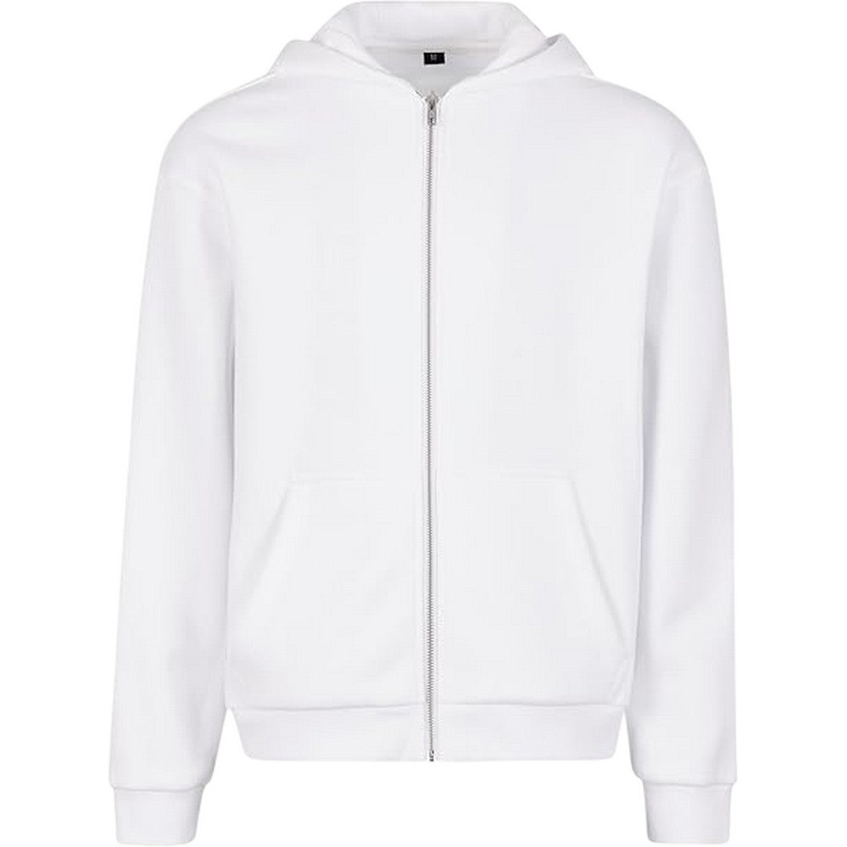 White - Front - Build Your Brand Mens Fluffy Full Zip Hoodie