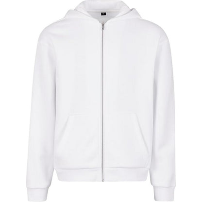 White - Front - Build Your Brand Mens Fluffy Full Zip Hoodie