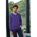 Purple - Side - Premier Mens V-Neck Knitted Sweater