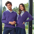 Purple - Lifestyle - Premier Mens V-Neck Knitted Sweater
