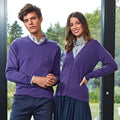 Purple - Lifestyle - Premier Mens V-Neck Knitted Sweater