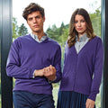 Purple - Pack Shot - Premier Mens V-Neck Knitted Sweater