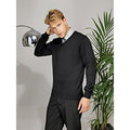 Black - Back - Premier Mens V-Neck Knitted Sweater
