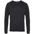 Charcoal - Front - Premier Mens V-Neck Knitted Sweater