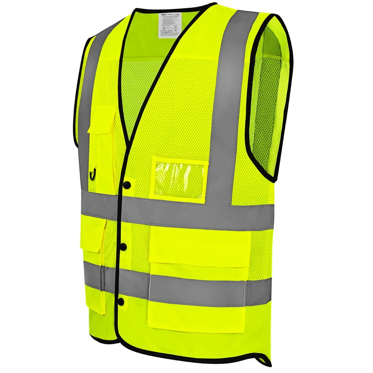 Hi Vis Yellow - Side - Yoko Unisex Adult Mesh Open Hi-Vis Vest