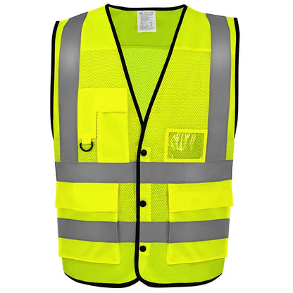 Hi Vis Yellow - Front - Yoko Unisex Adult Mesh Open Hi-Vis Vest