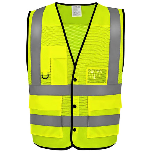 Hi Vis Yellow - Front - Yoko Unisex Adult Mesh Open Hi-Vis Vest