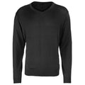 Black - Front - Premier Mens V-Neck Knitted Sweater