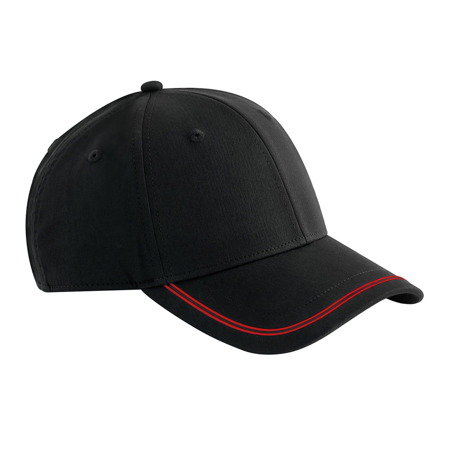 Black-Red - Front - Beechfield Match Day Baseball Cap