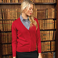 Red - Back - Premier Womens-Ladies Button Through Long Sleeve V-neck Knitted Cardigan