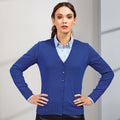 Royal - Back - Premier Womens-Ladies Button Through Long Sleeve V-neck Knitted Cardigan