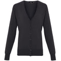 Charcoal - Front - Premier Womens-Ladies Button Through Long Sleeve V-neck Knitted Cardigan