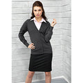 Charcoal - Back - Premier Womens-Ladies Button Through Long Sleeve V-neck Knitted Cardigan