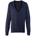 Navy - Front - Premier Womens-Ladies Button Through Long Sleeve V-neck Knitted Cardigan