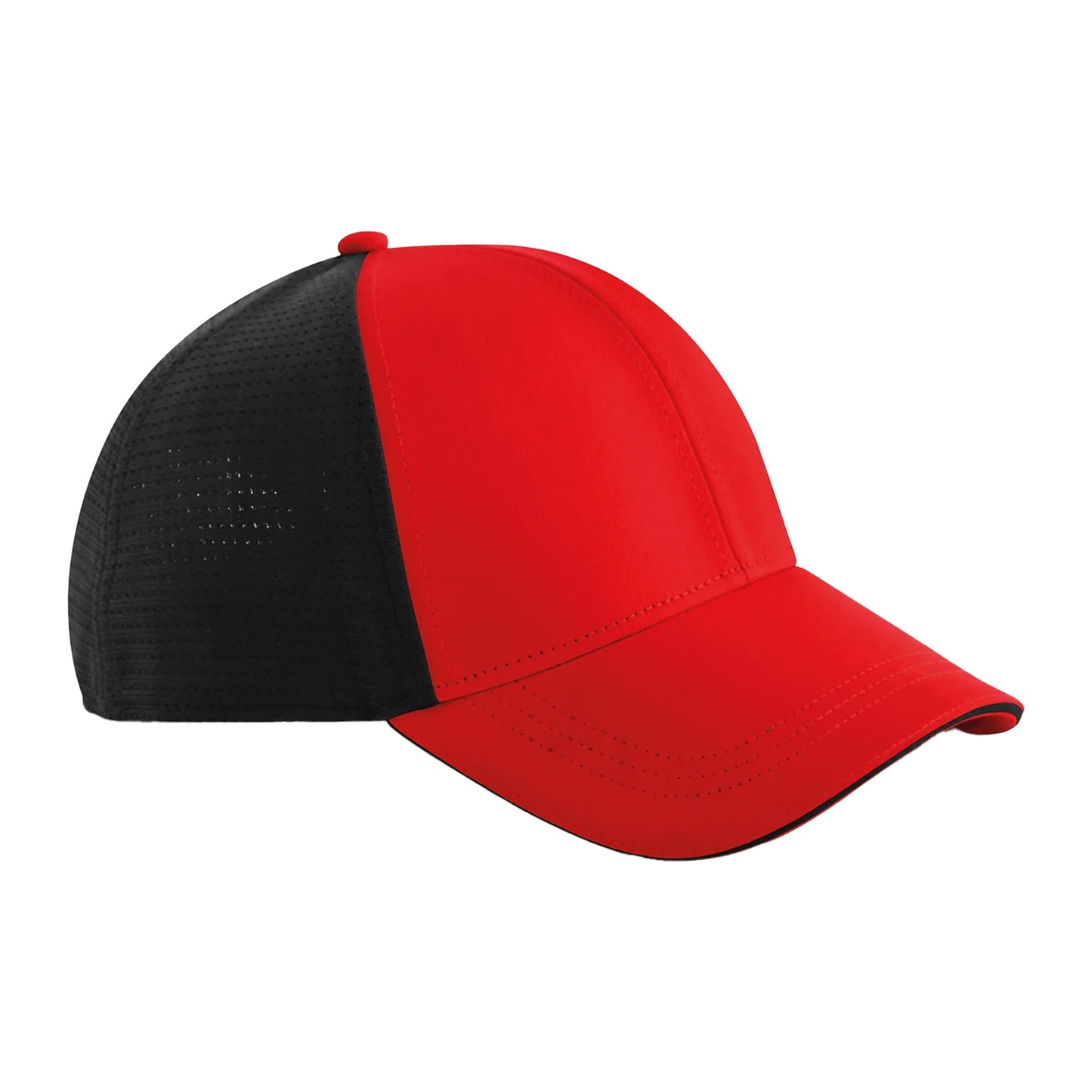 Red-Black - Front - Beechfield Club Contrast Detail Baseball Cap