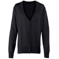 Black - Front - Premier Womens-Ladies Button Through Long Sleeve V-neck Knitted Cardigan